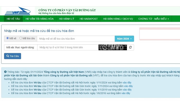 Hướng Dẫn Tải Hoá Đơn Vé Tàu Hoả Tại DSVN